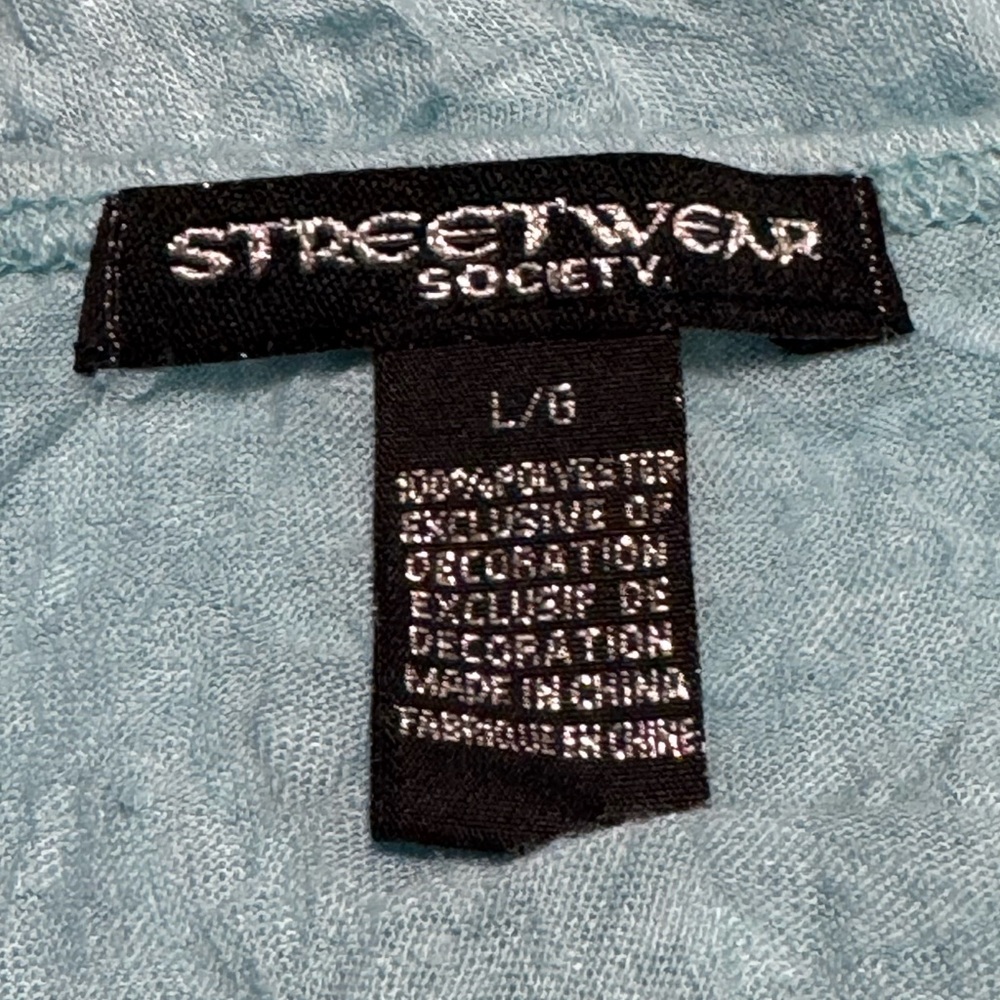 Crinkle Fabric Cami Tank Sequin Pastel Blue Large Streetwear Society Y2K Vintage - Picture 3 of 6